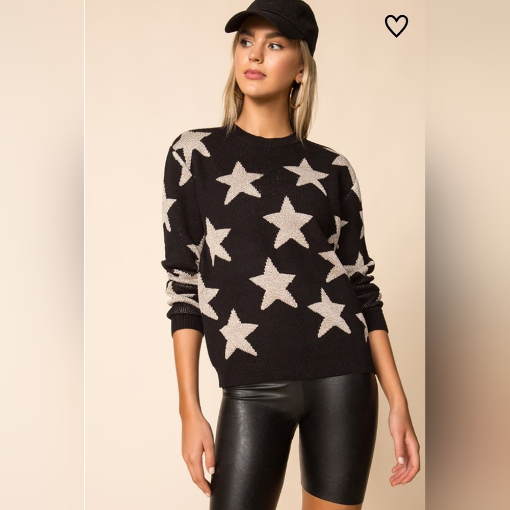 superdown Black and Cream Star Sweater